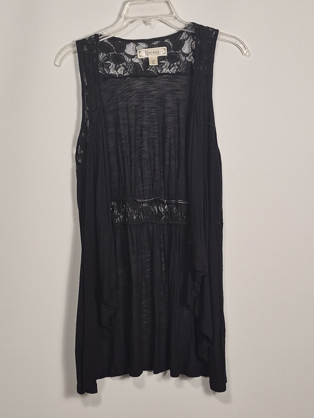 Decree Black Lace Sleeveless Tunic Top Boho Gothic Layered Womens Large